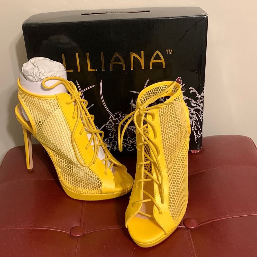 Liliana Trista-39 Mesh Peep Toe Lace Up Ankle Cutout Slingback Sandal:NWOT ๐HP - Picture 1 of 11